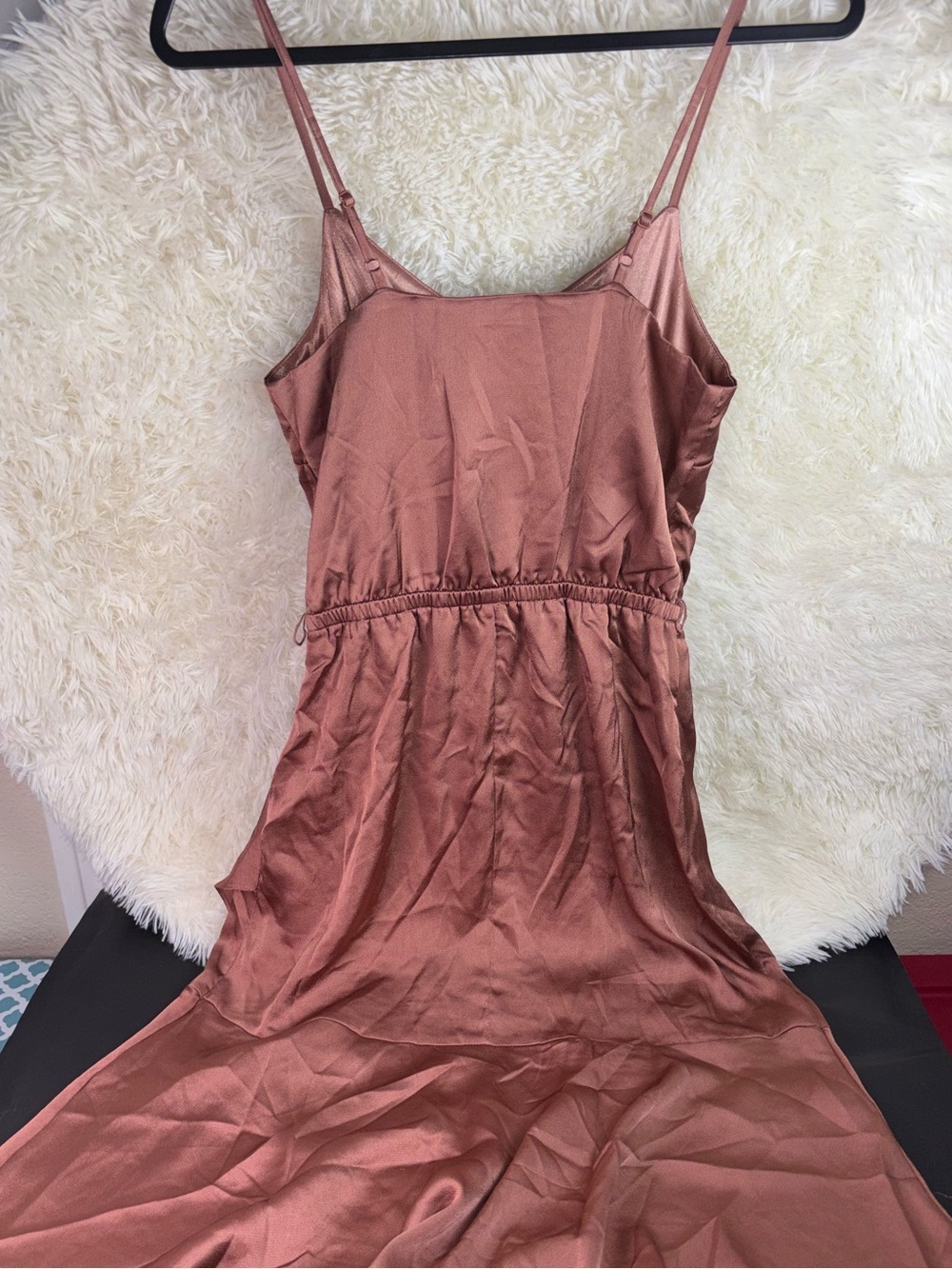 NWT LASCANA by VENUS Rust Satin Slip Dress with Spaghetti Straps size 2 - Picture 9 of 15
